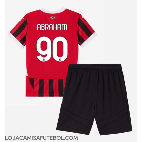 Camisa de Futebol AC Milan Tammy Abraham #90 Equipamento Principal Infantil 2024-25 Manga Curta (+ Calças curtas)